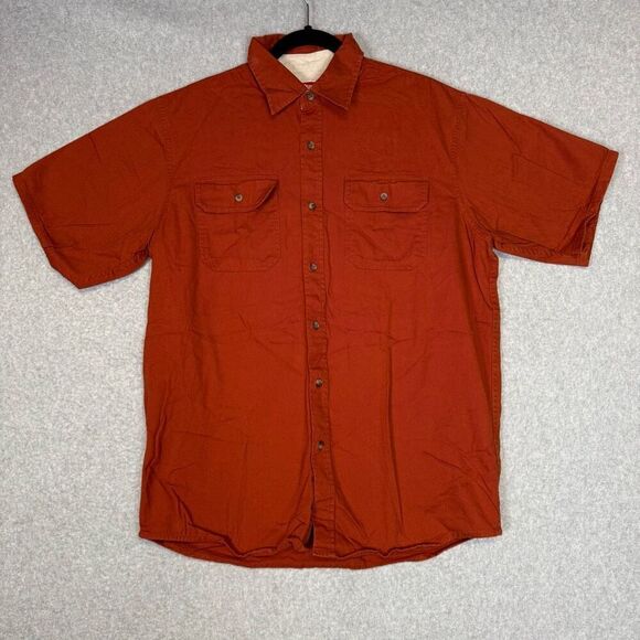 Vintage Wrangler Men's Size Medium Orange Short Sleeve Button Down Shirt - Picture 1 of 7